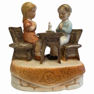 Bless This House Music Box Praying Children Rotating Wind Up Vintage Japan 🎵